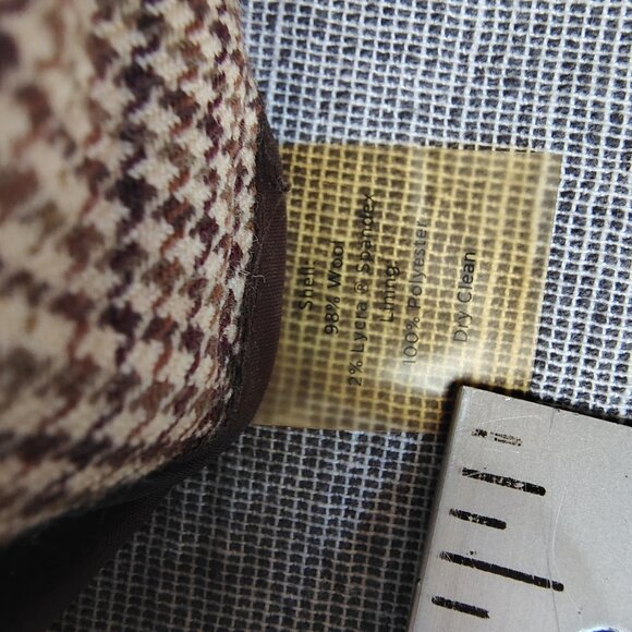 Talbots Pants Women's Size 4 Petite Plaid Houndstooth High Waist Flare - Picture 8 of 12